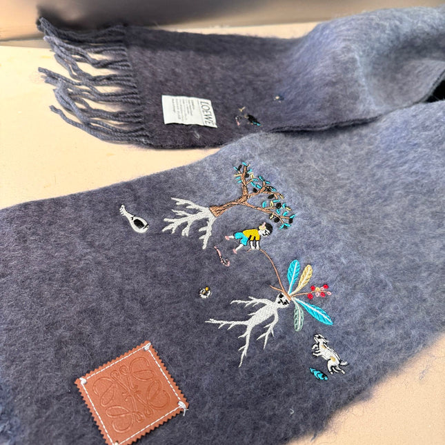 SCARF 185 CM IN SHARK GRAY MOHAIR AND WOOL 381038