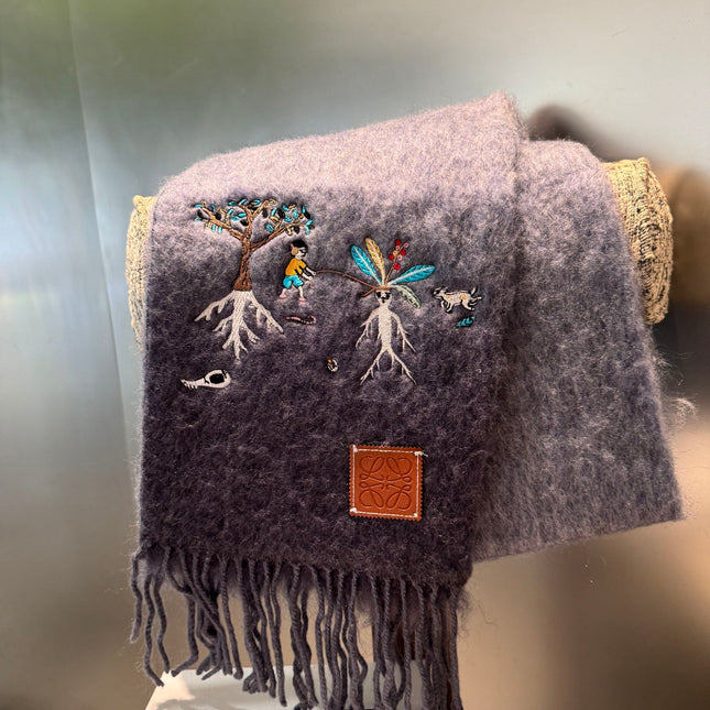SCARF 185 CM IN SHARK GRAY MOHAIR AND WOOL 381038