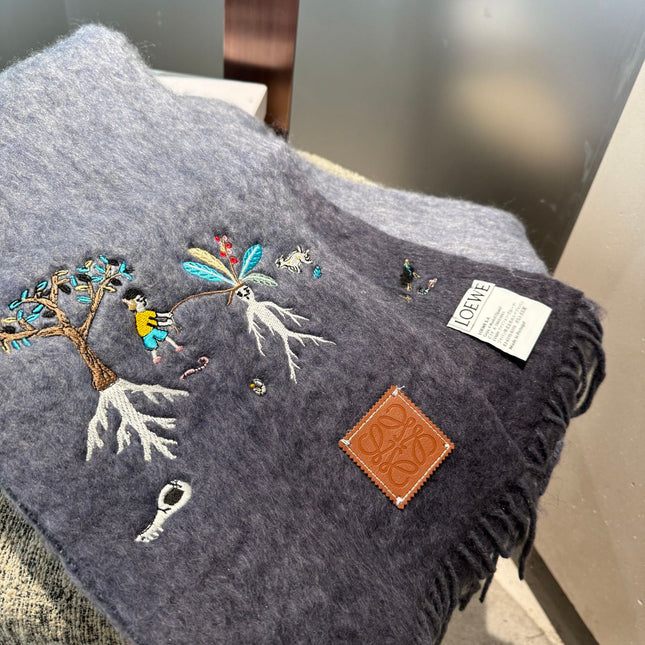 SCARF 185 CM IN SHARK GRAY MOHAIR AND WOOL 381038