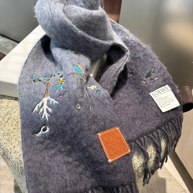 SCARF 185 CM IN SHARK GRAY MOHAIR AND WOOL 381038