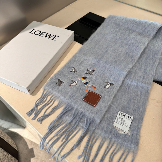 SCARF 185 CM IN LIGHT BLUE MOHAIR AND WOOL 381040