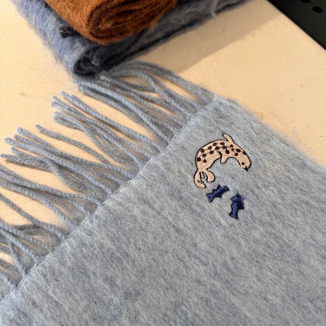 SCARF 185 CM IN LIGHT BLUE MOHAIR AND WOOL 381040