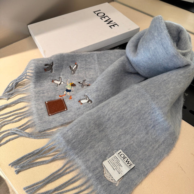 SCARF 185 CM IN LIGHT BLUE MOHAIR AND WOOL 381040