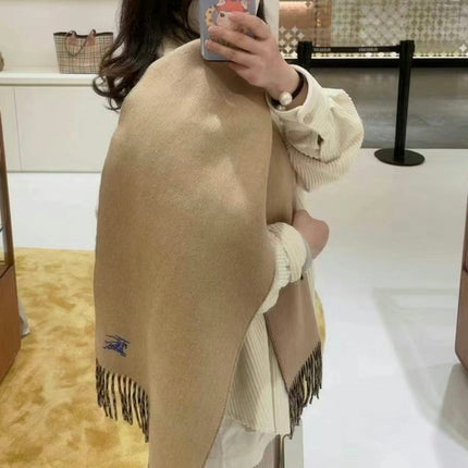 REVERSIBLE SCARF 180 CM IN BROWN MIX BLACK CASHMERE 407412