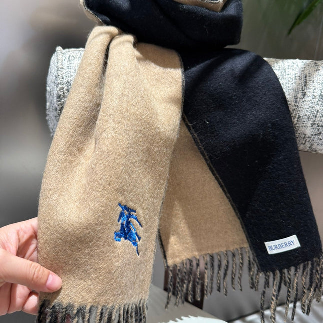 REVERSIBLE SCARF 180 CM IN BROWN MIX BLACK CASHMERE 407412