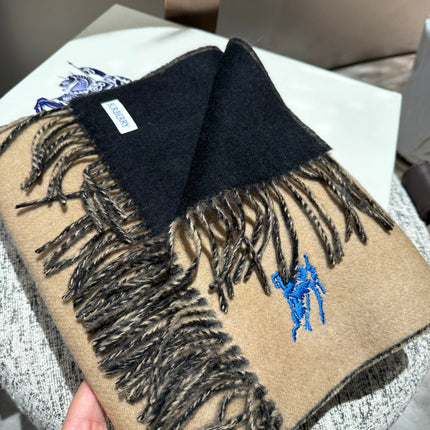 REVERSIBLE SCARF 180 CM IN BROWN MIX BLACK CASHMERE 407412