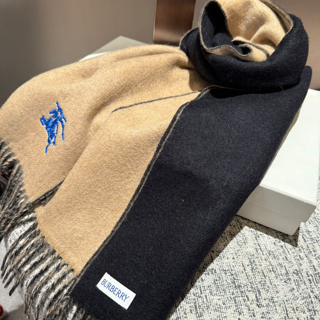 REVERSIBLE SCARF 180 CM IN BROWN MIX BLACK CASHMERE 407412