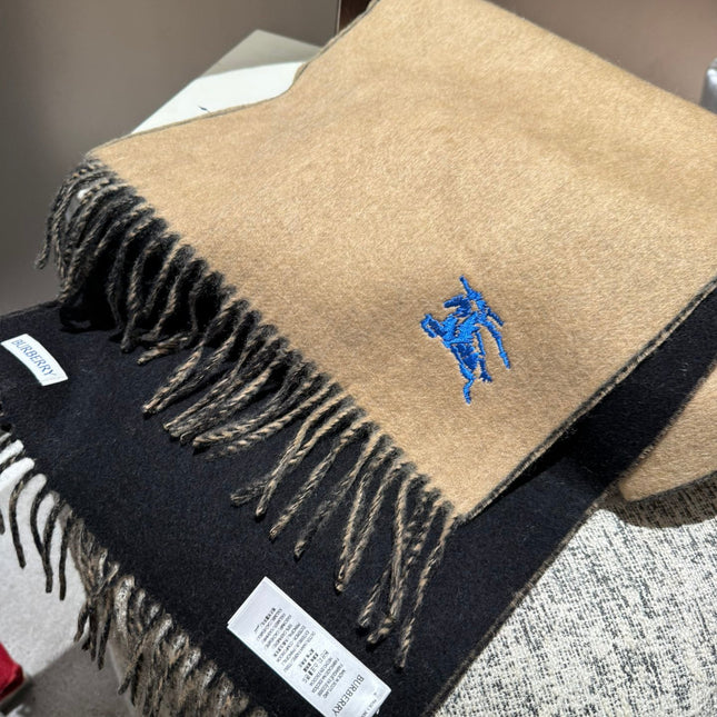 REVERSIBLE SCARF 180 CM IN BROWN MIX BLACK CASHMERE 407412