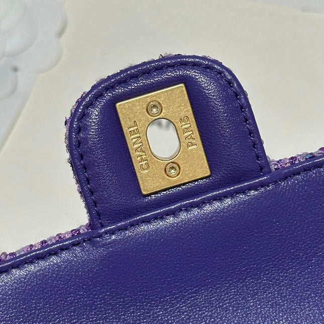 CC MINI 21 FLAP BAG IN VIOLET PURPLE WOOL TWEED