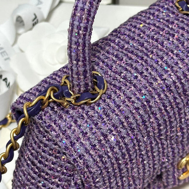 CC MINI 21 FLAP BAG IN VIOLET PURPLE WOOL TWEED