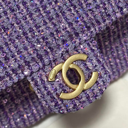 CC MINI 21 FLAP BAG IN VIOLET PURPLE WOOL TWEED