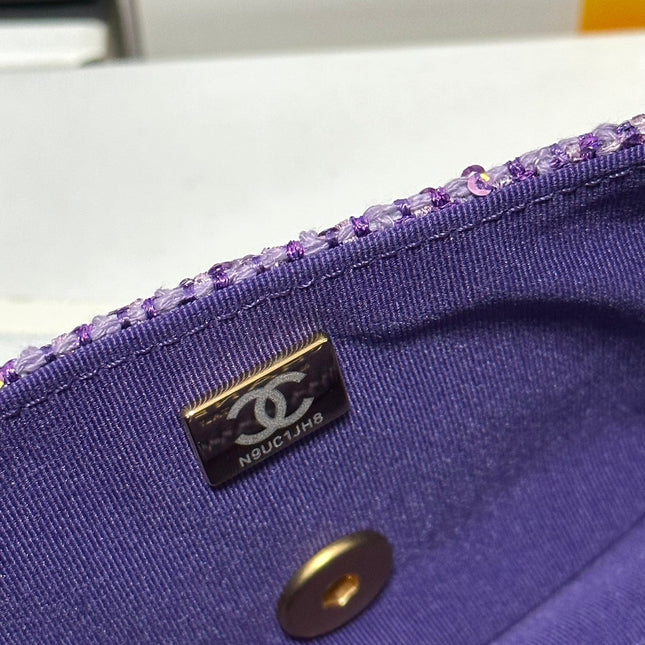 CC MINI 21 FLAP BAG IN VIOLET PURPLE WOOL TWEED