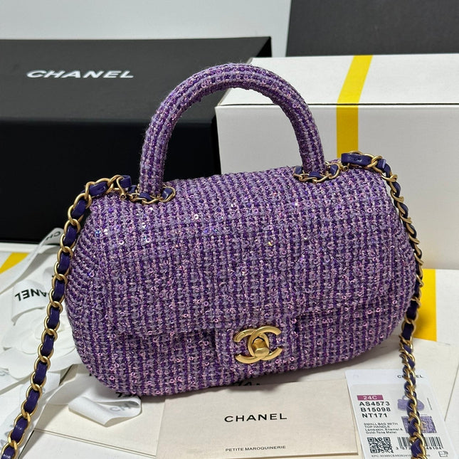 CC MINI 21 FLAP BAG IN VIOLET PURPLE WOOL TWEED