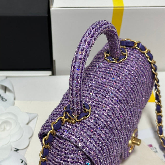CC MINI 21 FLAP BAG IN VIOLET PURPLE WOOL TWEED