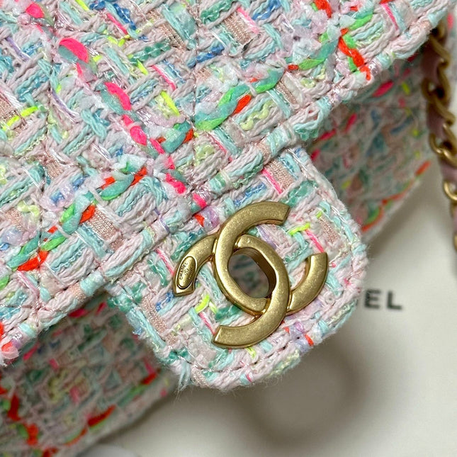 CC MINI 21 FLAP BAG IN LIGHT PINK MIX COLORFUL WOOL TWEED