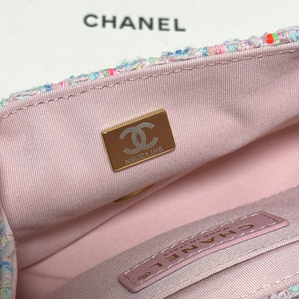 CC MINI 21 FLAP BAG IN LIGHT PINK MIX COLORFUL WOOL TWEED