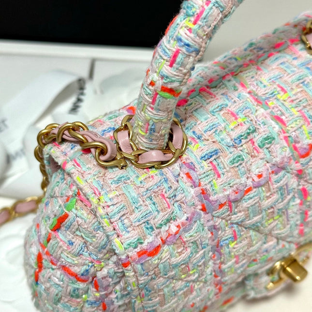 CC MINI 21 FLAP BAG IN LIGHT PINK MIX COLORFUL WOOL TWEED