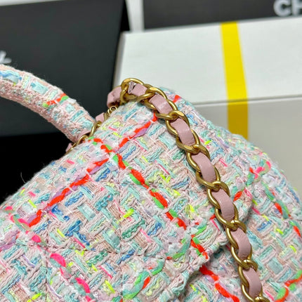 CC MINI 21 FLAP BAG IN LIGHT PINK MIX COLORFUL WOOL TWEED