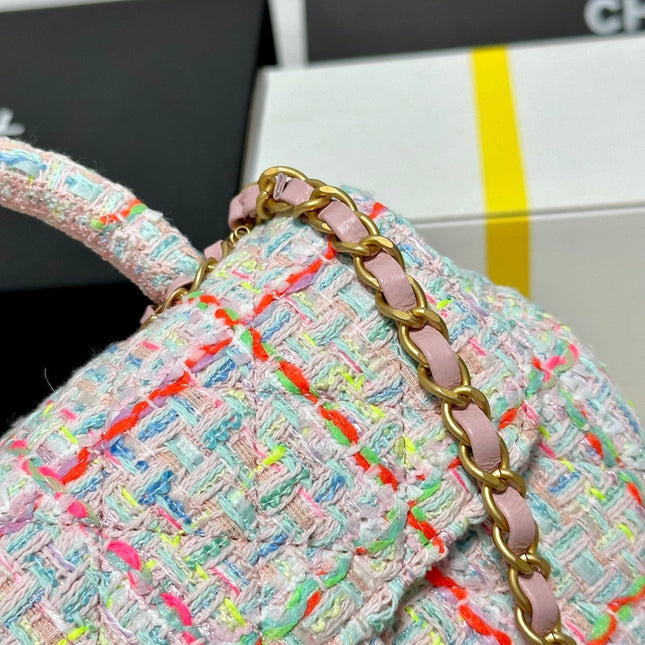 CC MINI 21 FLAP BAG IN LIGHT PINK MIX COLORFUL WOOL TWEED