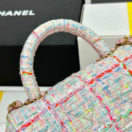 CC MINI 21 FLAP BAG IN LIGHT PINK MIX COLORFUL WOOL TWEED