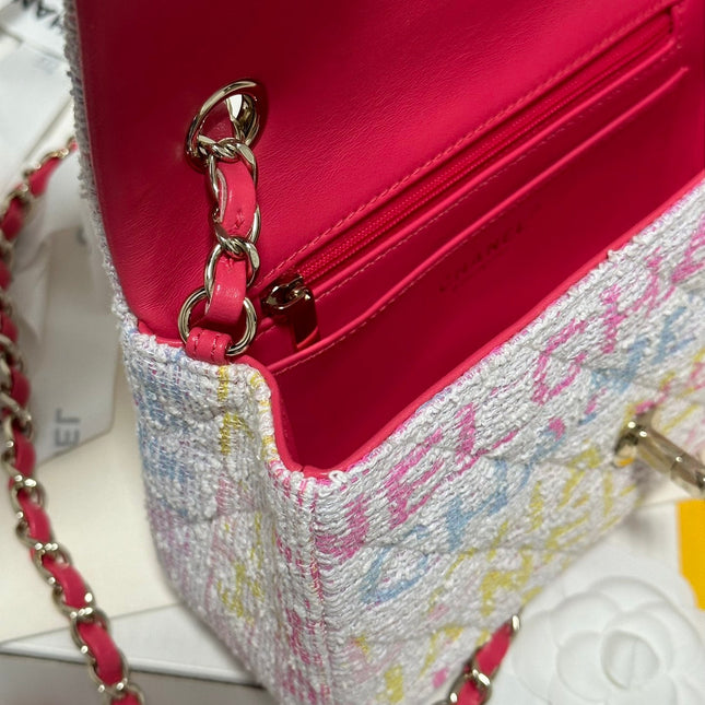 FLAP BAG 20 IN COLORFUL TWEED GOLD HARDWARE