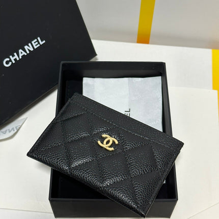 QUILTED CLASSIC CARD HOLDER 11 IN BLACK CAVIAR SKIN
