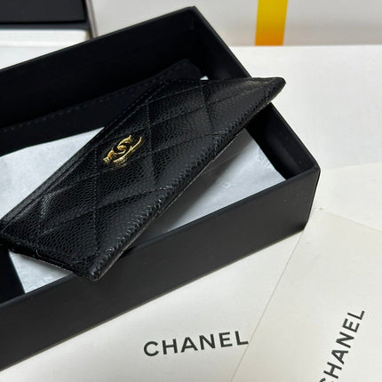 QUILTED CLASSIC CARD HOLDER 11 IN BLACK CAVIAR SKIN