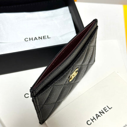 QUILTED CLASSIC CARD HOLDER 11 IN BLACK CAVIAR SKIN