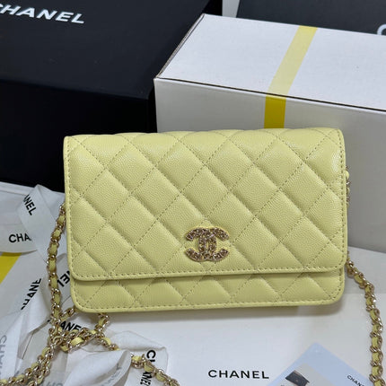 STRASS WOC ENTRUPY BAG 19 IN YELLOW CALFSKIN GOLD HARDWARE