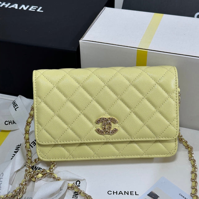 STRASS WOC ENTRUPY BAG 19 IN YELLOW CALFSKIN GOLD HARDWARE