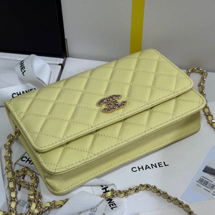 STRASS WOC ENTRUPY BAG 19 IN YELLOW CALFSKIN GOLD HARDWARE