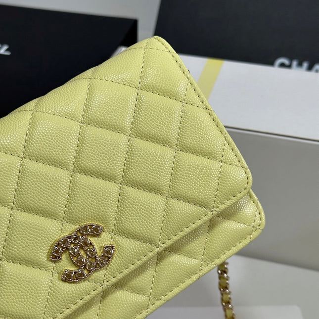 STRASS WOC ENTRUPY BAG 19 IN YELLOW CALFSKIN GOLD HARDWARE