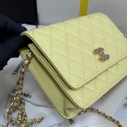STRASS WOC ENTRUPY BAG 19 IN YELLOW CALFSKIN GOLD HARDWARE