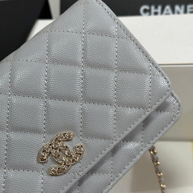 STRASS WOC ENTRUPY BAG 19 IN SPANISH GREY CALFSKIN GOLD HARDWARE