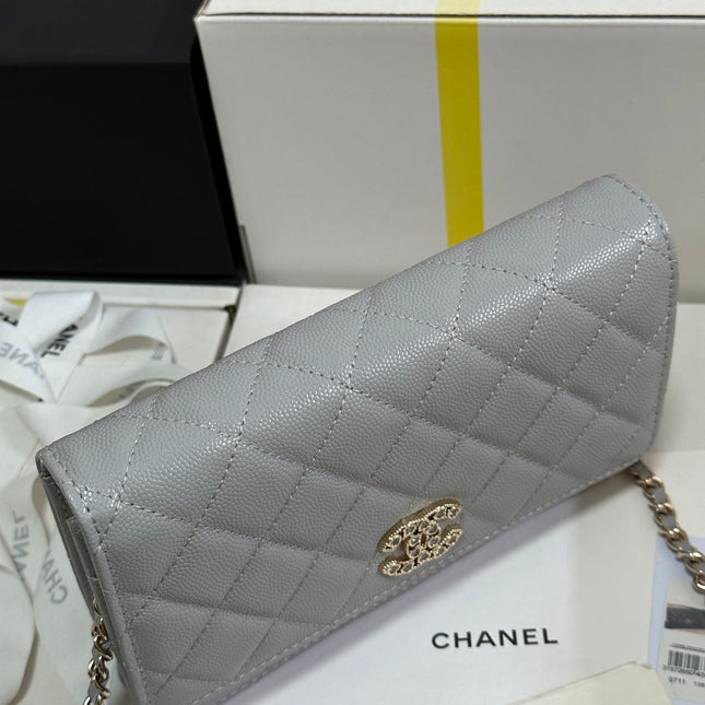 STRASS WOC ENTRUPY BAG 19 IN SPANISH GREY CALFSKIN GOLD HARDWARE