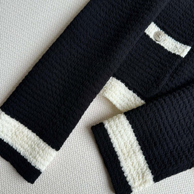 CC Cardigan In Black Mix White Wool