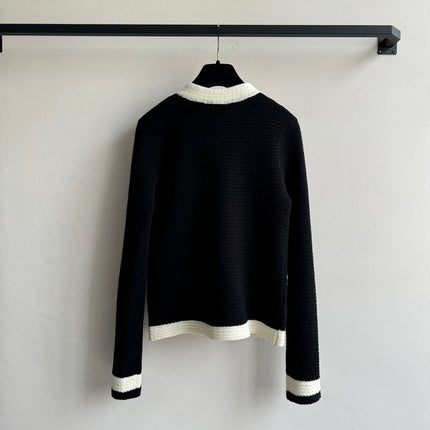CC Cardigan In Black Mix White Wool