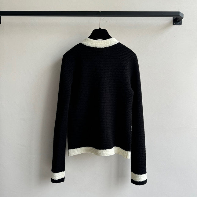 CC Cardigan In Black Mix White Wool