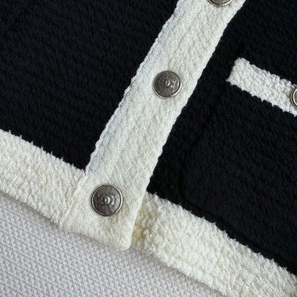 CC Cardigan In Black Mix White Wool
