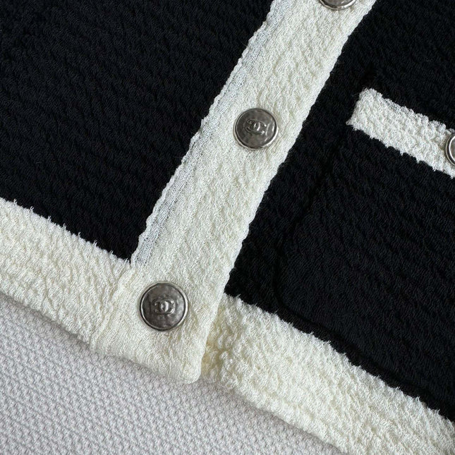 CC Cardigan In Black Mix White Wool