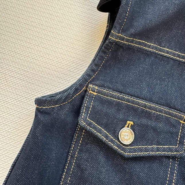 CC 25 Vest Jacket Blue Denim Fabric