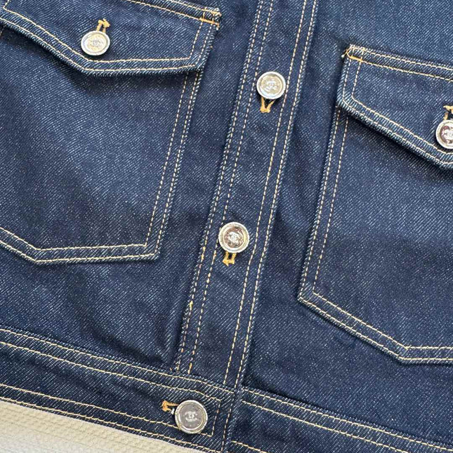 CC 25 Vest Jacket Blue Denim Fabric