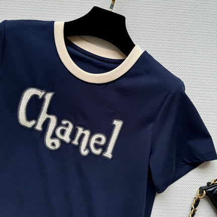 CC Round neck T-shirt Navy Blue Cotton