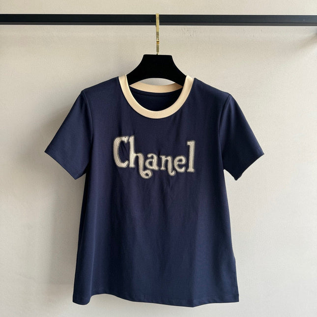 CC Round neck T-shirt Navy Blue Cotton
