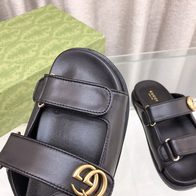 GG  Rubber Sole Logo Sandals Black
