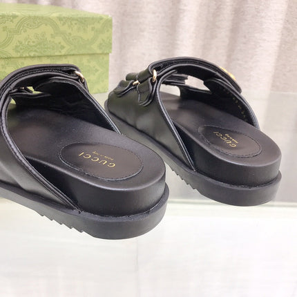 GG  Rubber Sole Logo Sandals Black