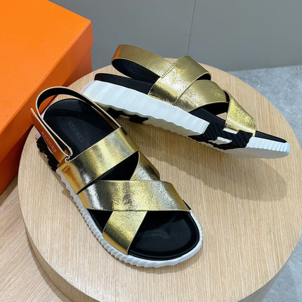 HM ELECTRIC SANDAL METALLIC GOLD CALFSKIN