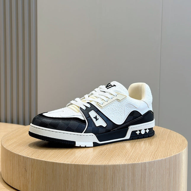 LV TRAINER BLACK DAMIER MIX WHITE GRAINED CALFSKIN