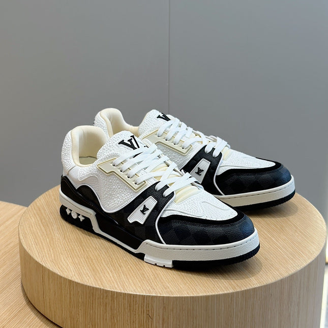 LV TRAINER BLACK DAMIER MIX WHITE GRAINED CALFSKIN