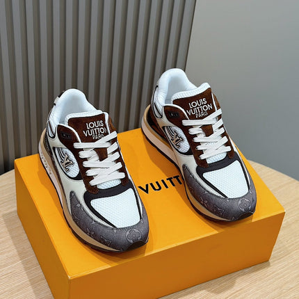 LV RUN AWAY SNEAKERS IN BROWN MESH FABRIC AND SUEDE